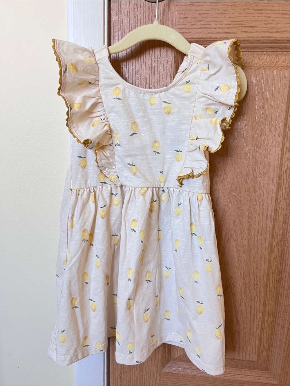 Girls' Cream Lemon Print Summer Dress
